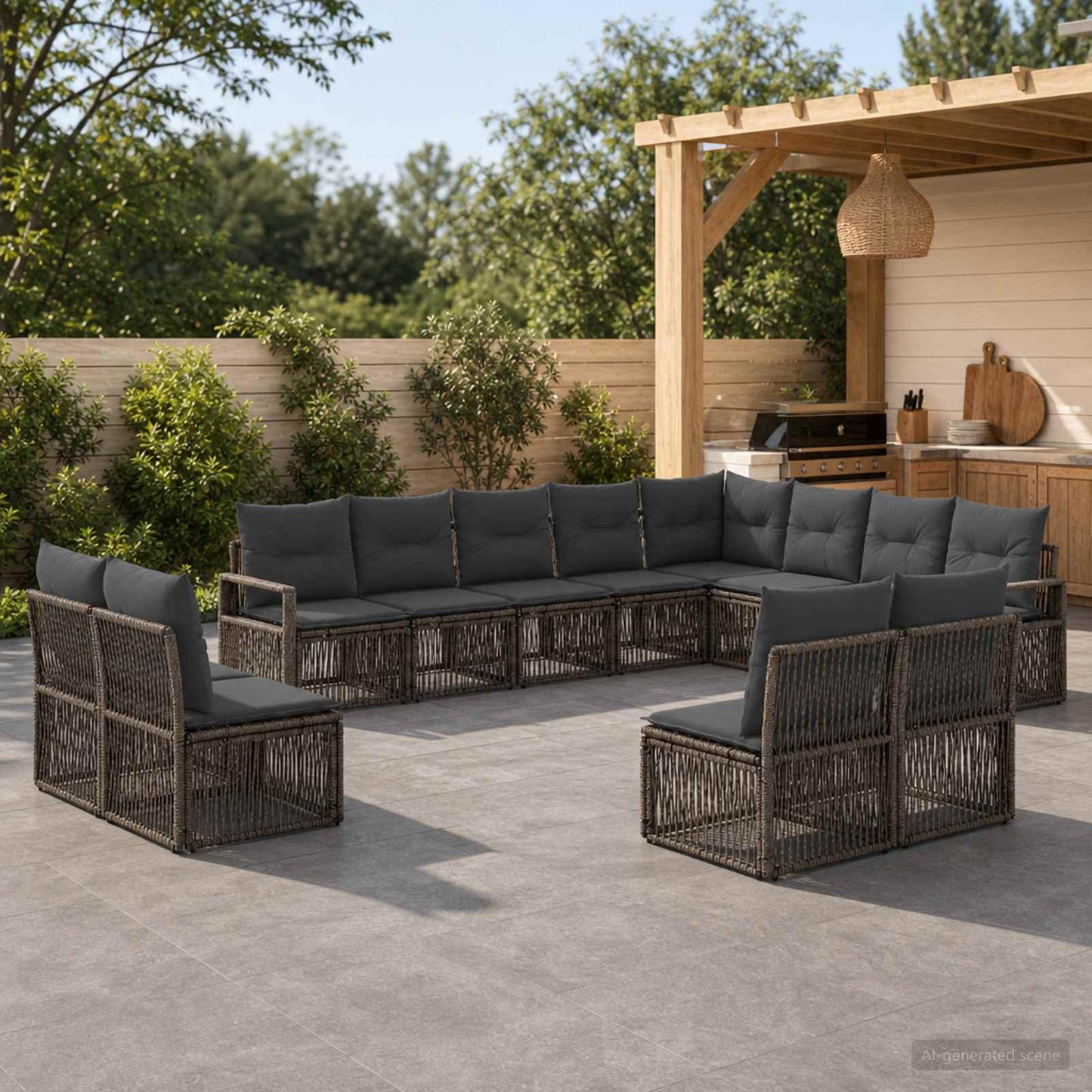 Set Divano da Giardino 12 pcs Grigio polyrattan | homemem39