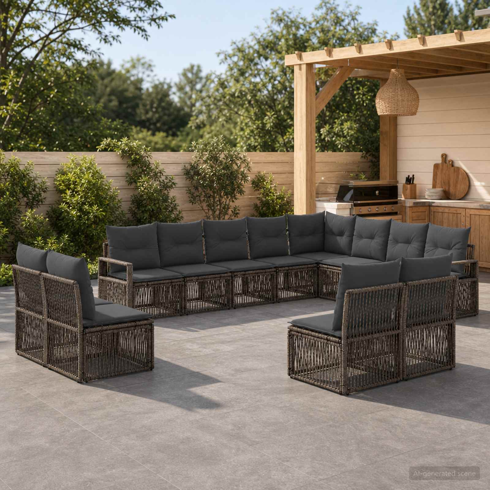 Set Divano da Giardino 12 pcs Grigio polyrattan | homemem39