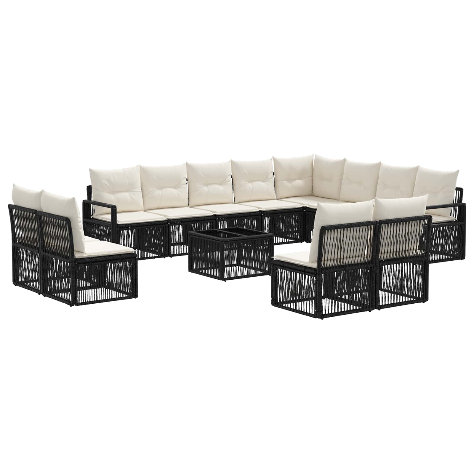 Set Divano da Giardino 13 pcs Nero polyrattan | homemem39