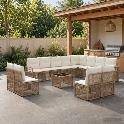 Set Divano da Giardino 13 pcs Beige polyrattan | homemem39