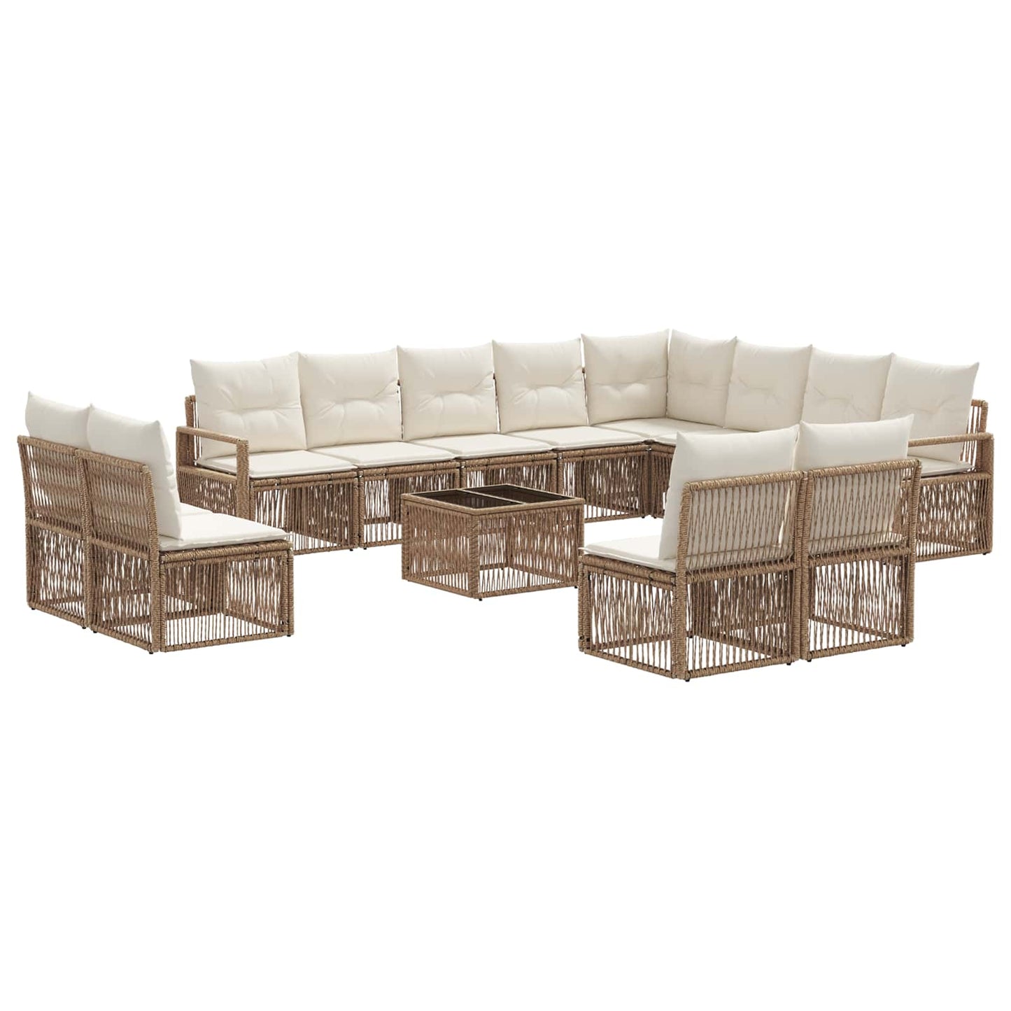 Set Divano da Giardino 13 pcs Beige polyrattan | homemem39
