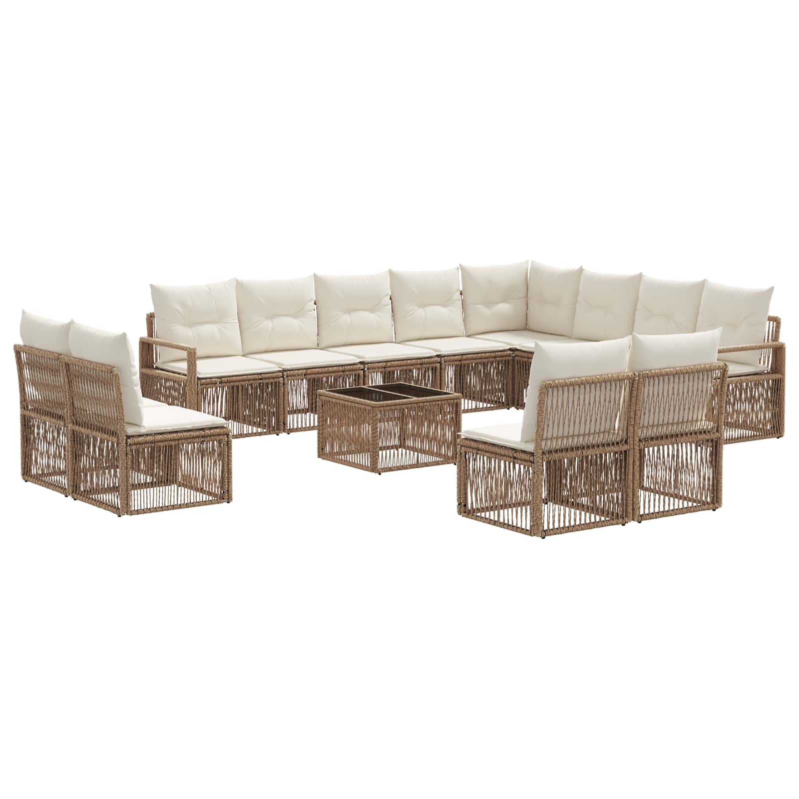 Set Divano da Giardino 13 pcs Beige polyrattan | homemem39