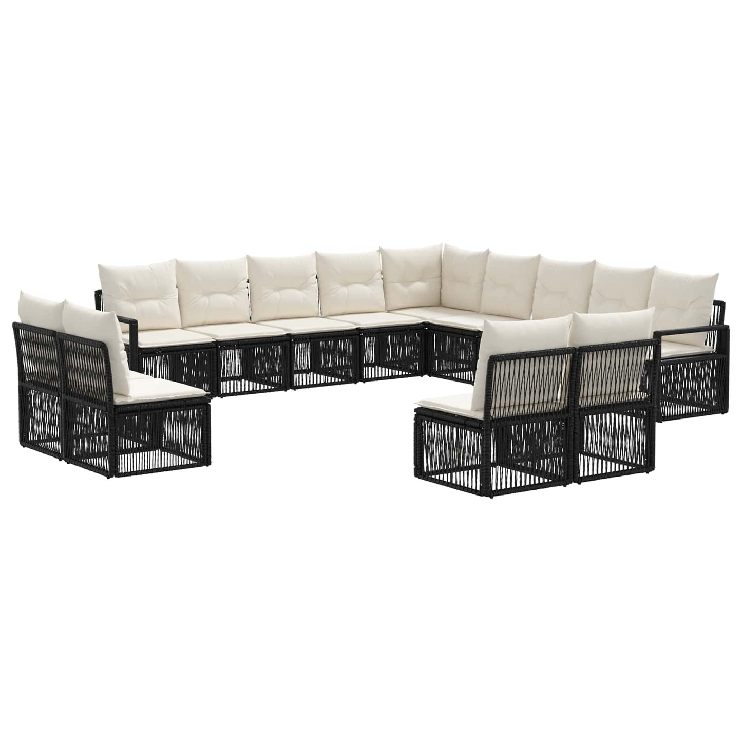 Set Divano da Giardino 13 pcs Nero polyrattan | homemem39