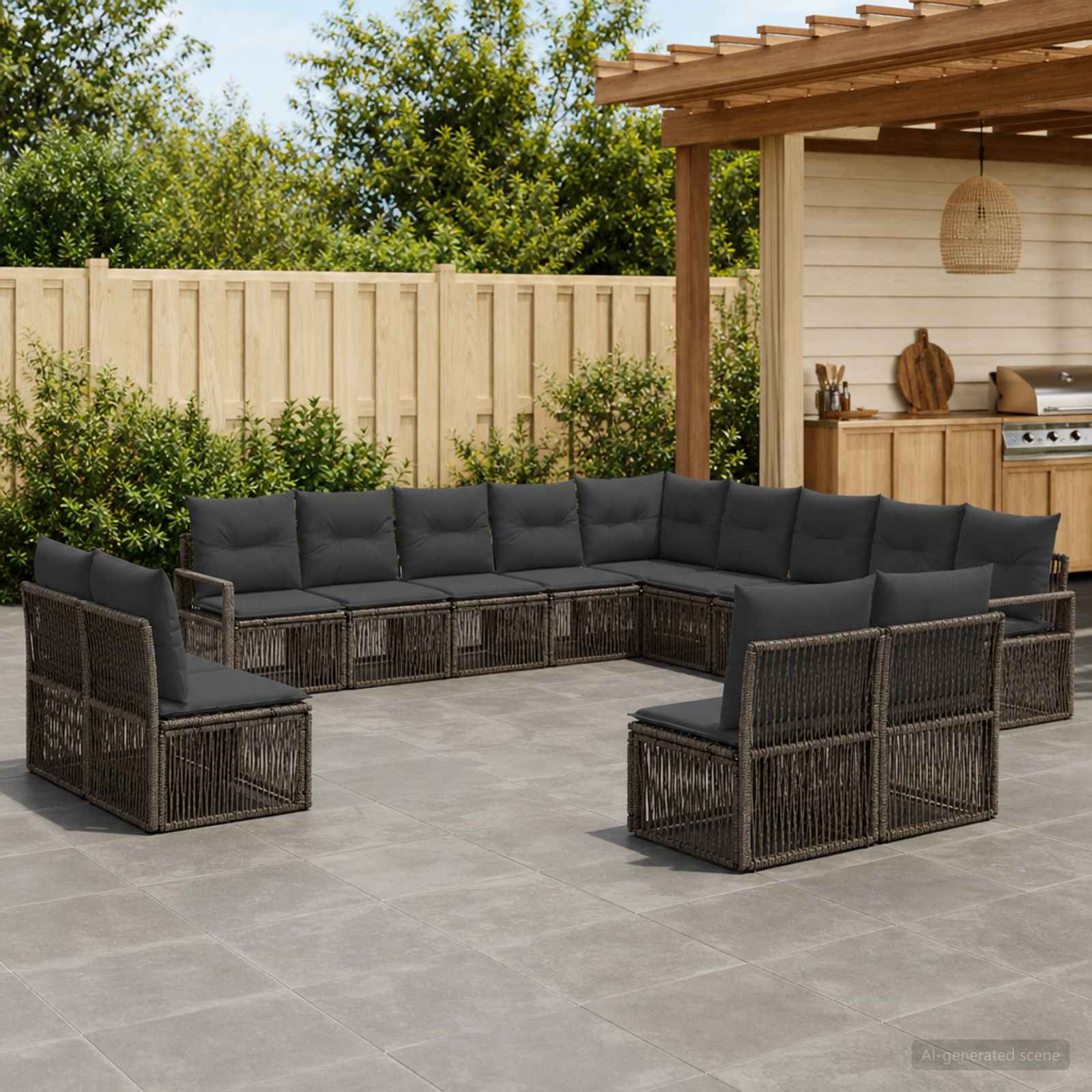 Set Divano da Giardino 13 pcs Grigio polyrattan | homemem39