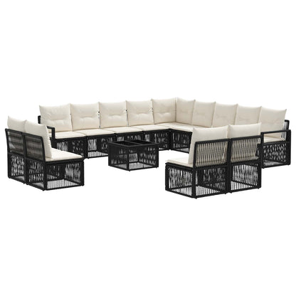 Set Divano da Giardino 14 pcs Nero polyrattan | homemem39