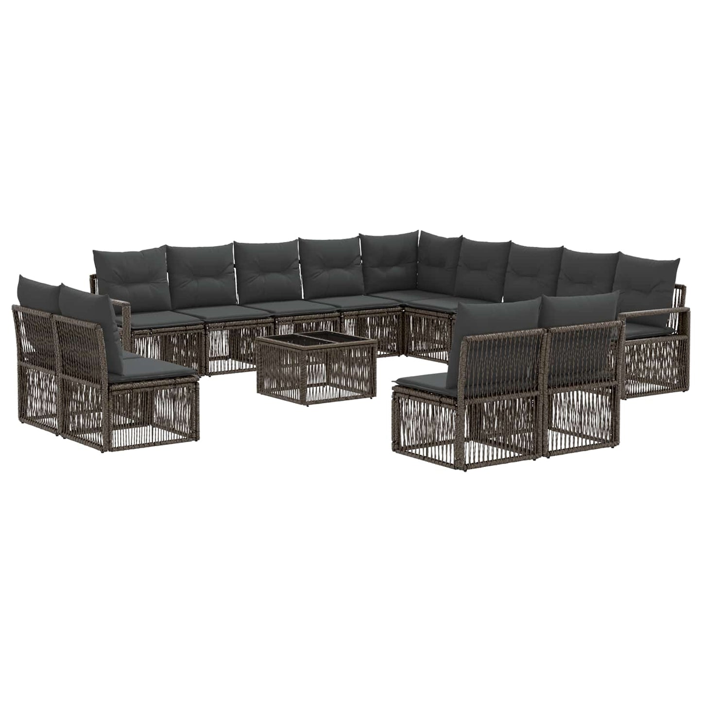 Set Divano da Giardino 14 pcs Grigio polyrattan | homemem39