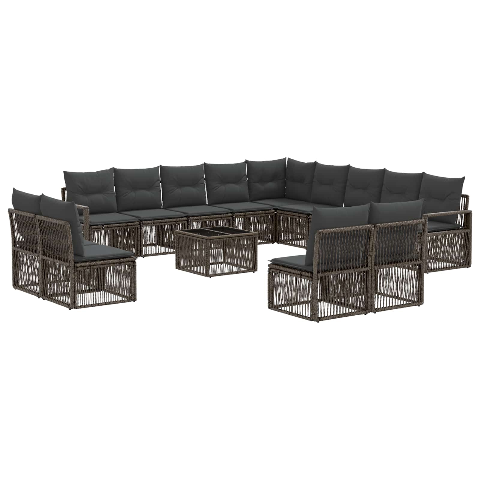 Set Divano da Giardino 14 pcs Grigio polyrattan | homemem39
