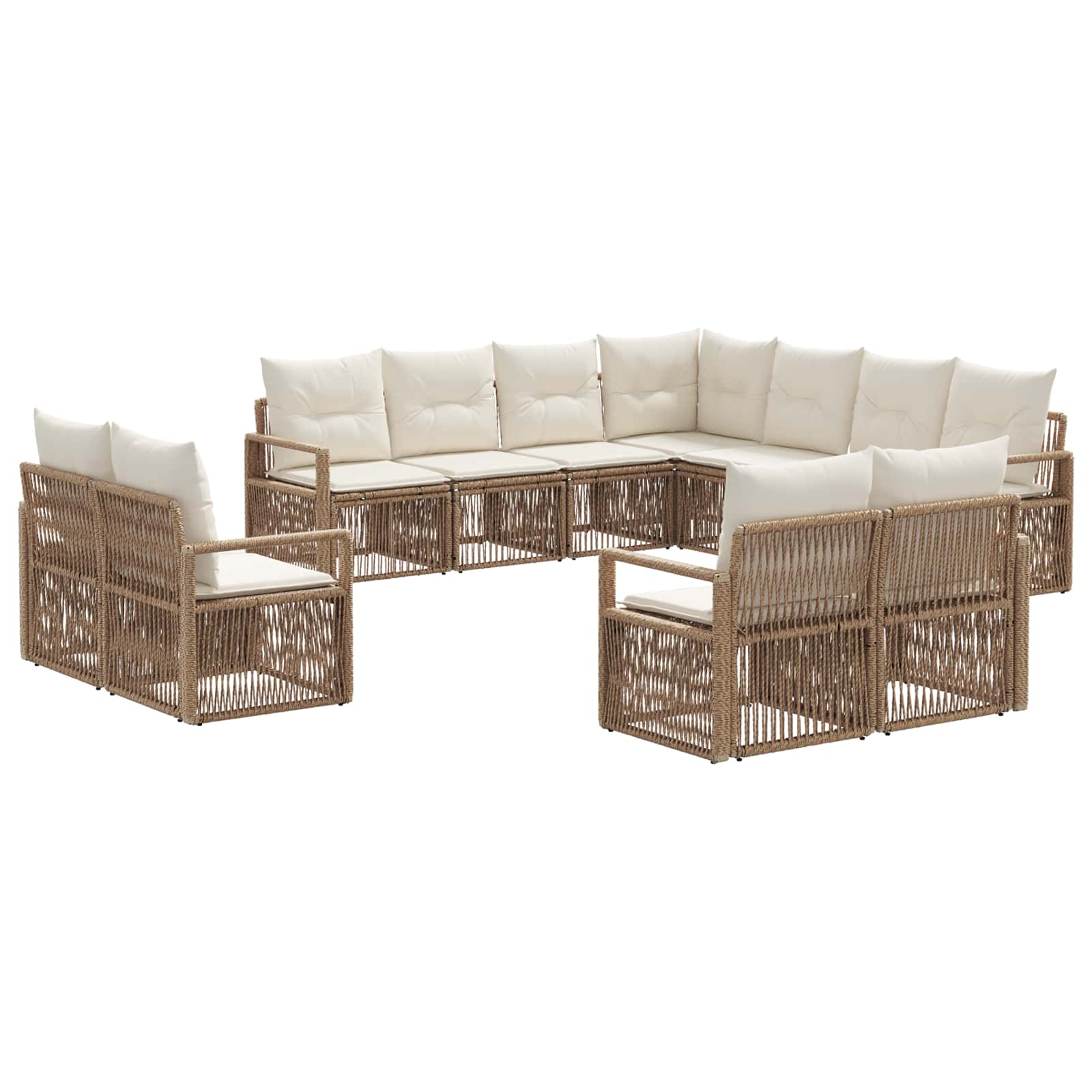 Set Divano da Giardino 11 pcs Beige polyrattan | homemem39