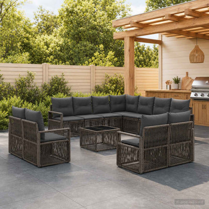 Set Divano da Giardino 12 pcs Grigio polyrattan | homemem39