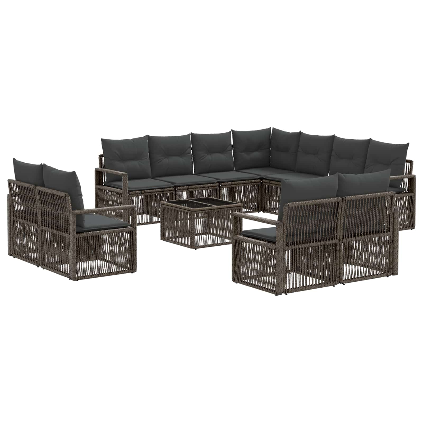 Set Divano da Giardino 12 pcs Grigio polyrattan | homemem39