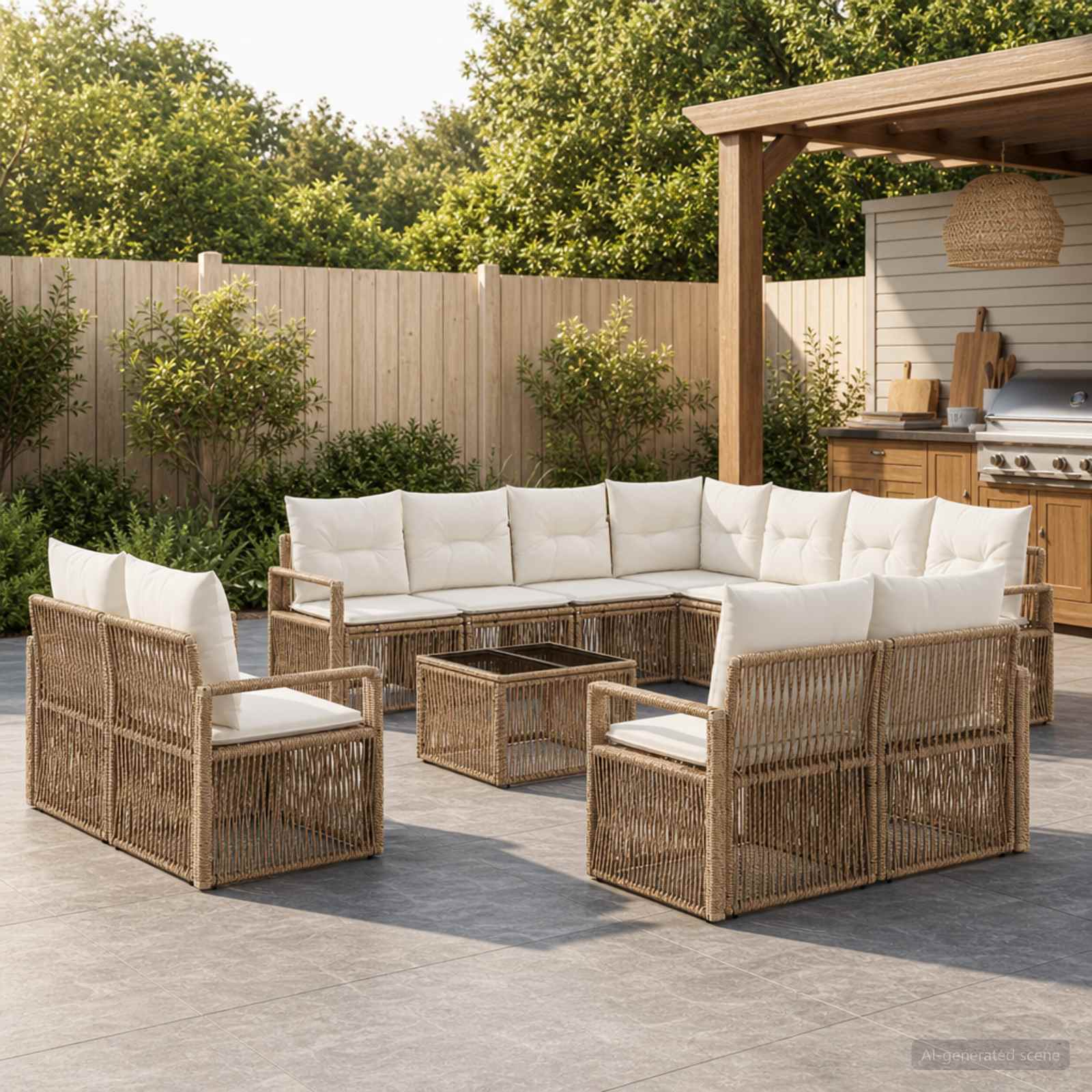 Set Divano da Giardino 12 pcs Beige polyrattan | homemem39