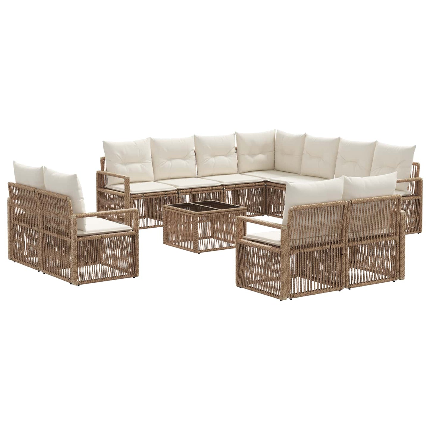 Set Divano da Giardino 12 pcs Beige polyrattan | homemem39
