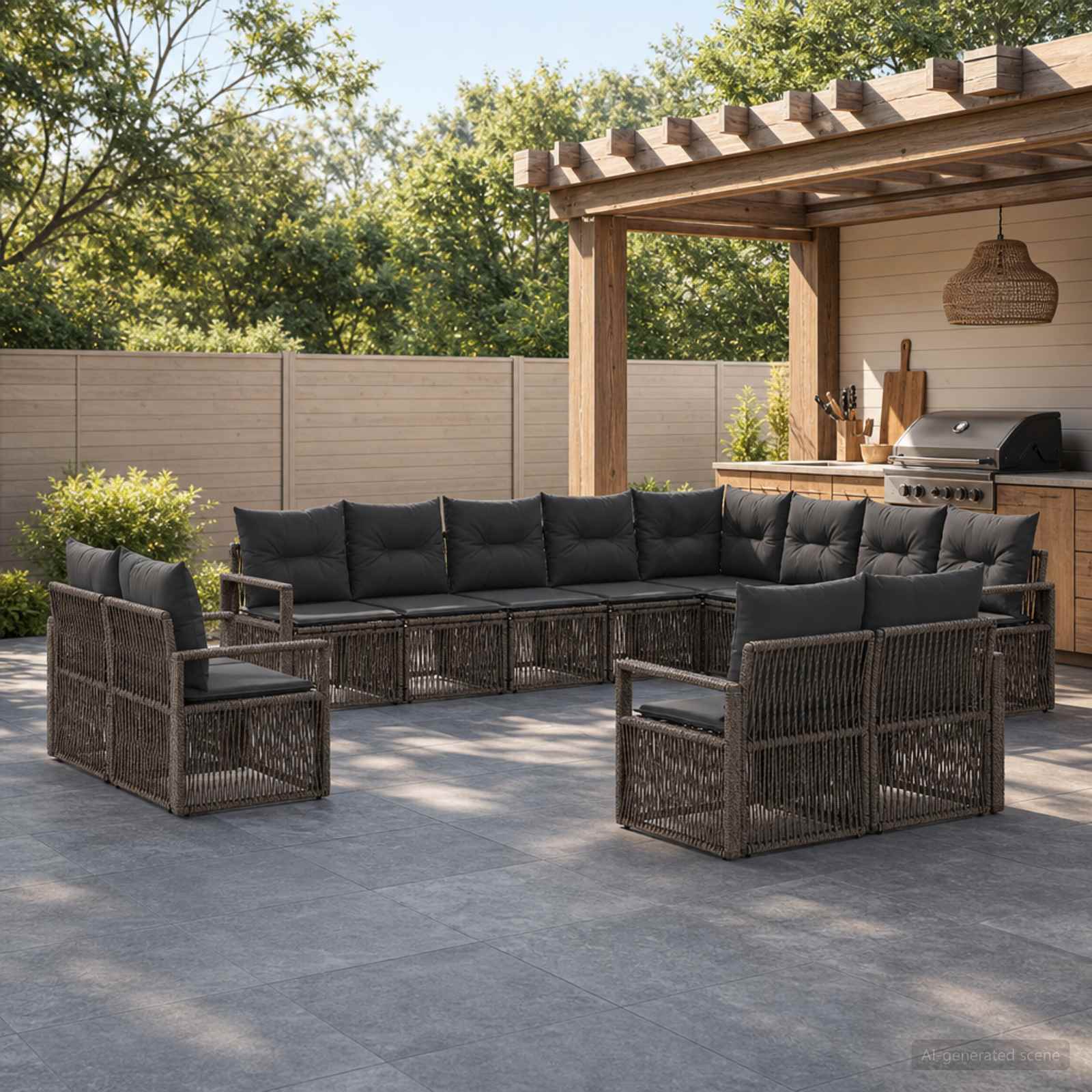 Set Divano da Giardino 12 pcs Grigio polyrattan | homemem39