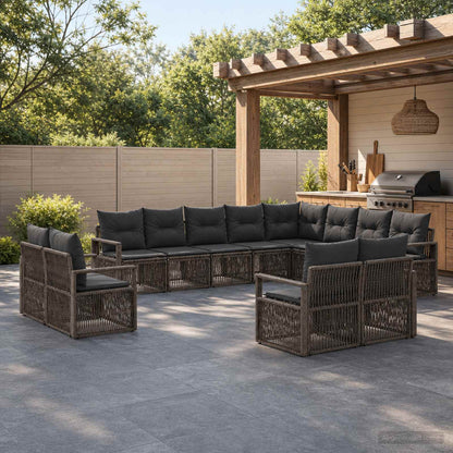 Set Divano da Giardino 12 pcs Grigio polyrattan | homemem39
