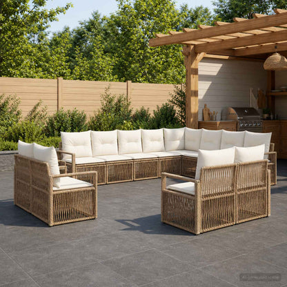 Set Divano da Giardino 12 pcs Beige polyrattan | homemem39
