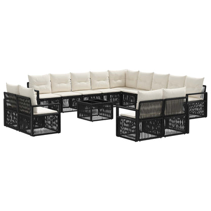 Set Divano da Giardino 14 pcs Nero polyrattan | homemem39