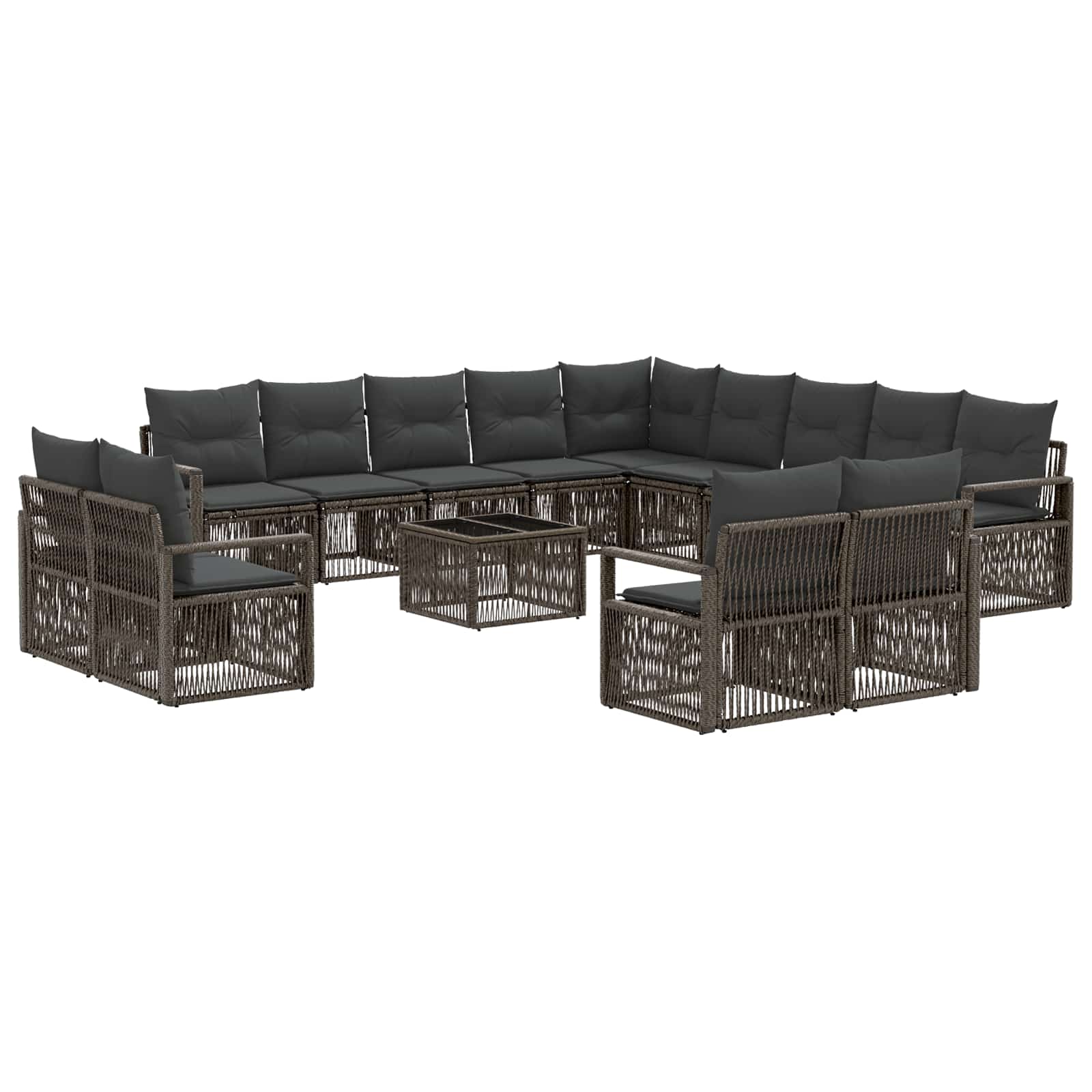 Set Divano da Giardino 14 pcs Grigio polyrattan | homemem39