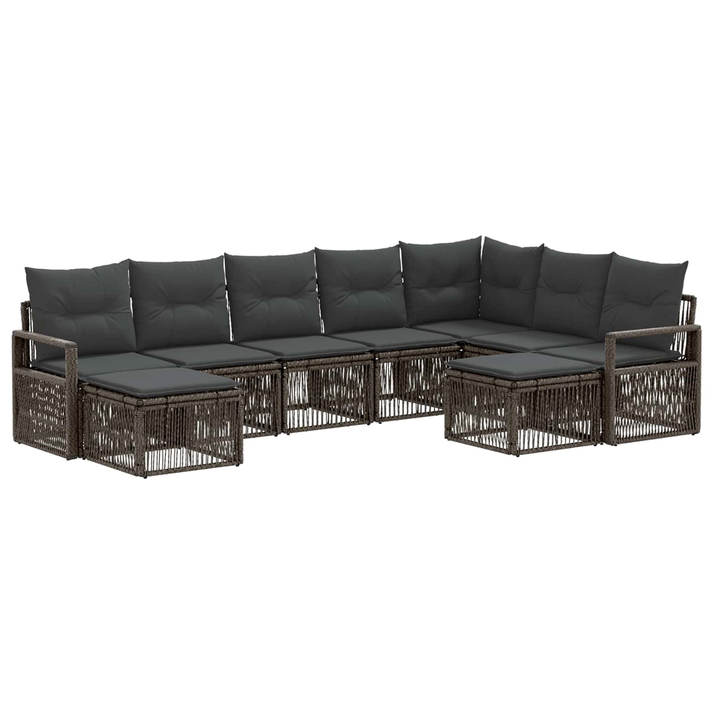 Set Divano da Giardino 9 pcs Grigio polyrattan | homemem39