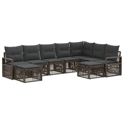 Set Divano da Giardino 9 pcs Grigio polyrattan | homemem39