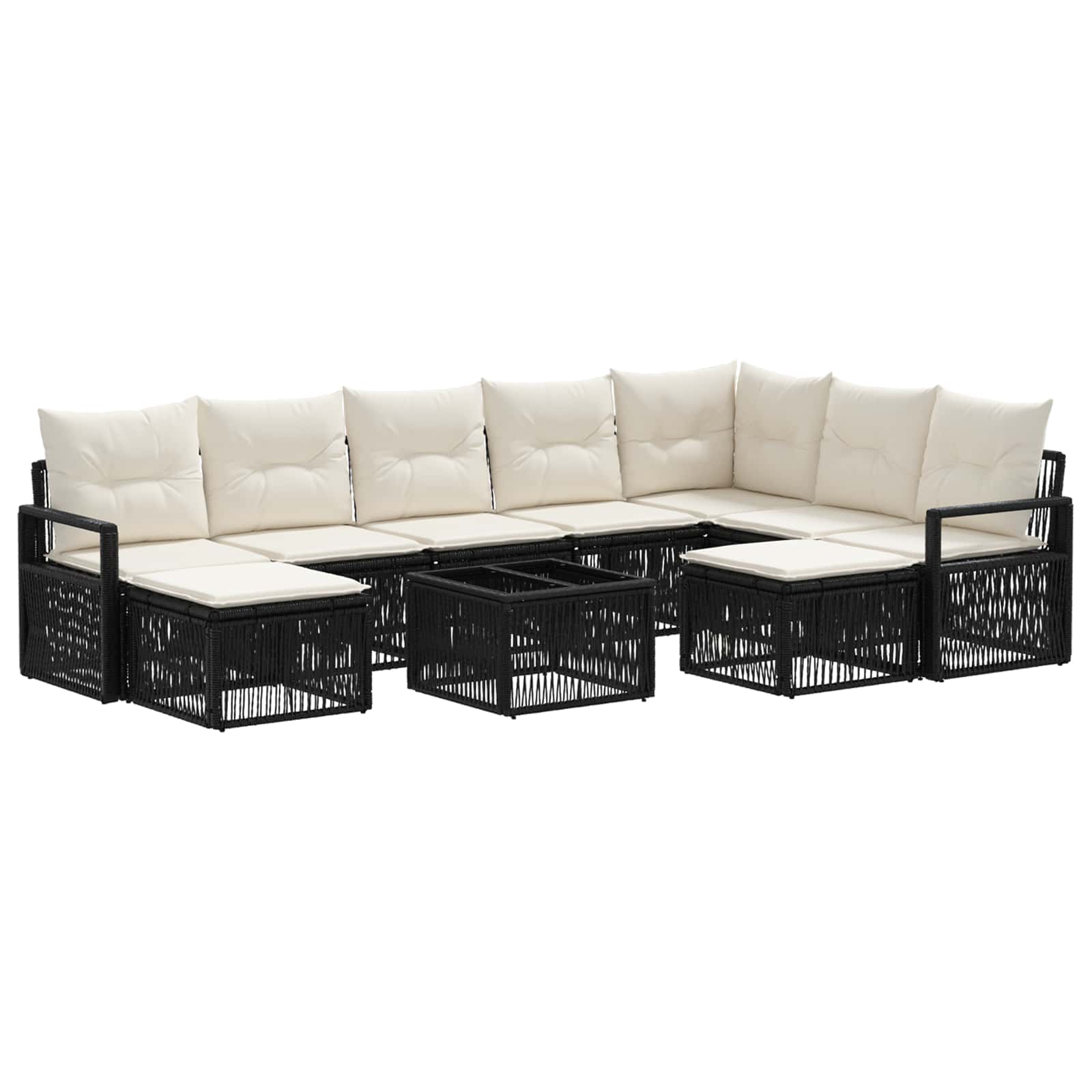 Set Divano da Giardino 10 pcs Nero polyrattan | homemem39