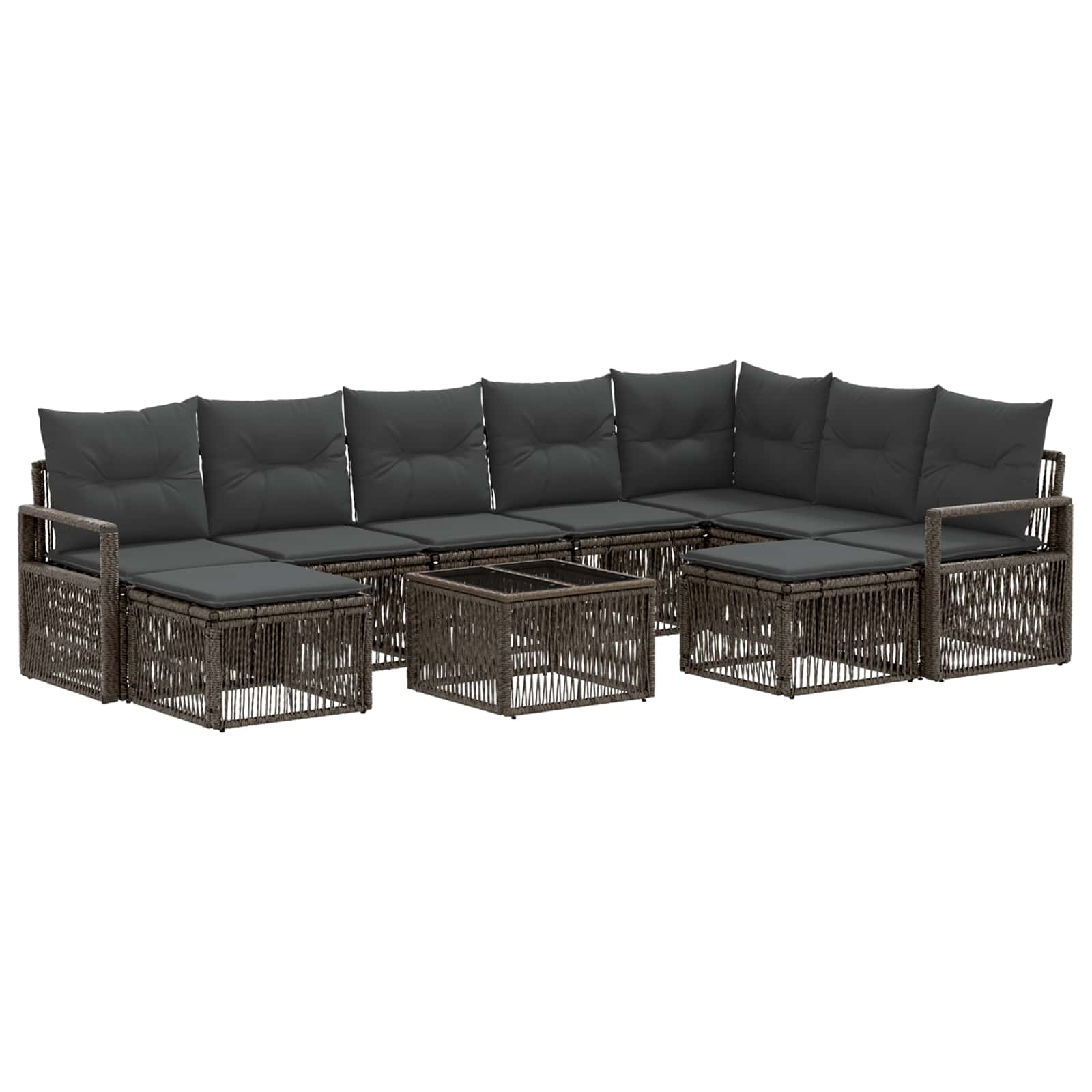 Set Divano da Giardino 10 pcs Grigio polyrattan | homemem39