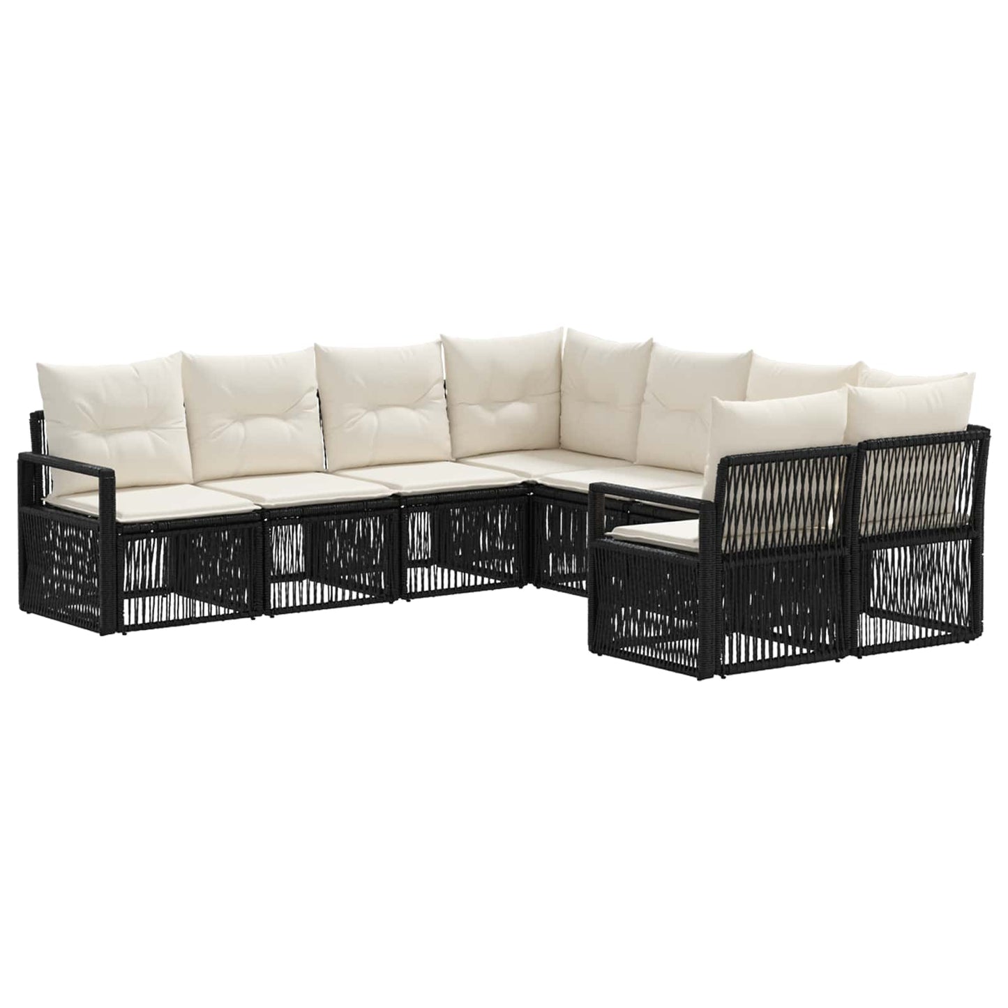 Set Divano da Giardino 8 pz 8-Numero di posti Nero polyrattan | homemem39