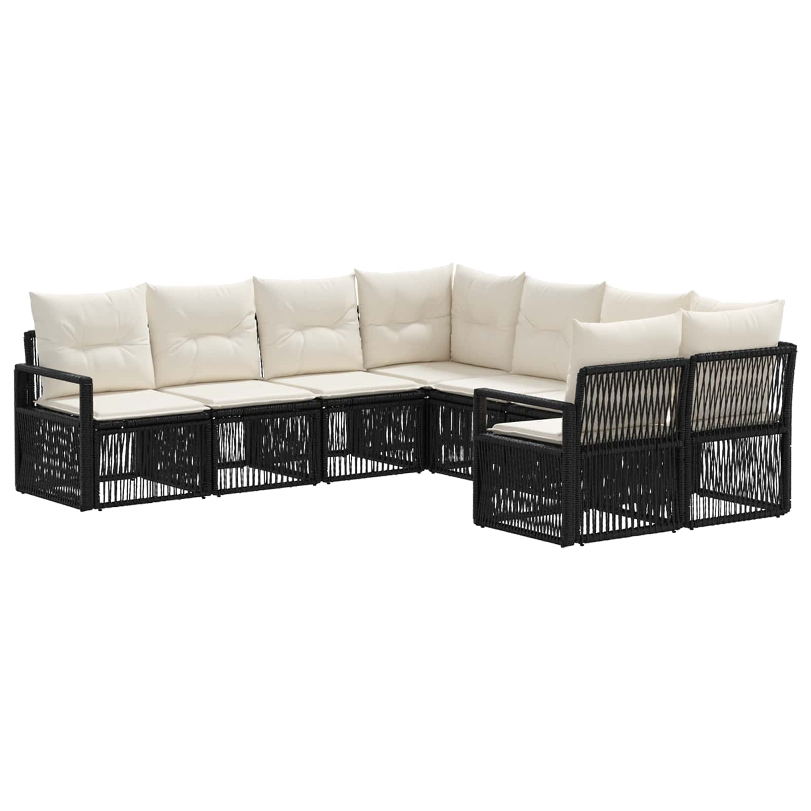 Set Divano da Giardino 8 pz 8-Numero di posti Nero polyrattan | homemem39