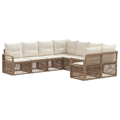 Set Divano da Giardino 8 pz 8-Numero di posti Beige polyrattan | homemem39