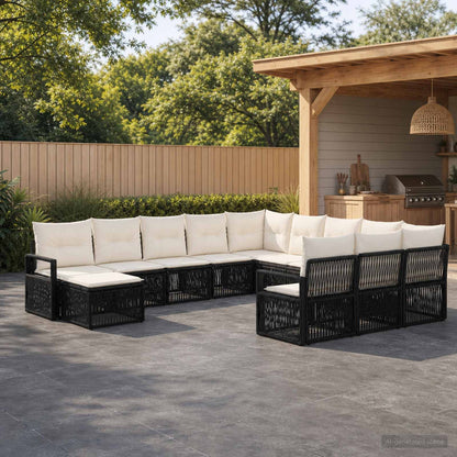 Set Divano da Giardino 12 pcs Nero polyrattan | homemem39
