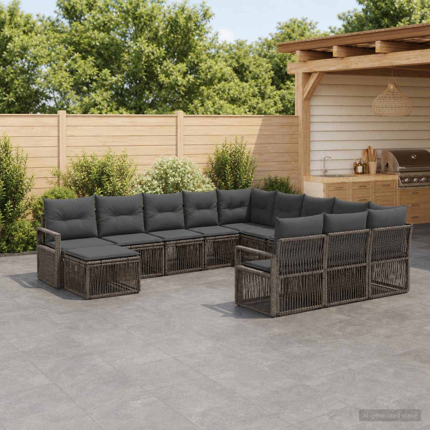 Set Divano da Giardino 12 pcs Grigio polyrattan | homemem39