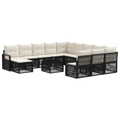 Set Divano da Giardino 13 pcs Nero polyrattan | homemem39