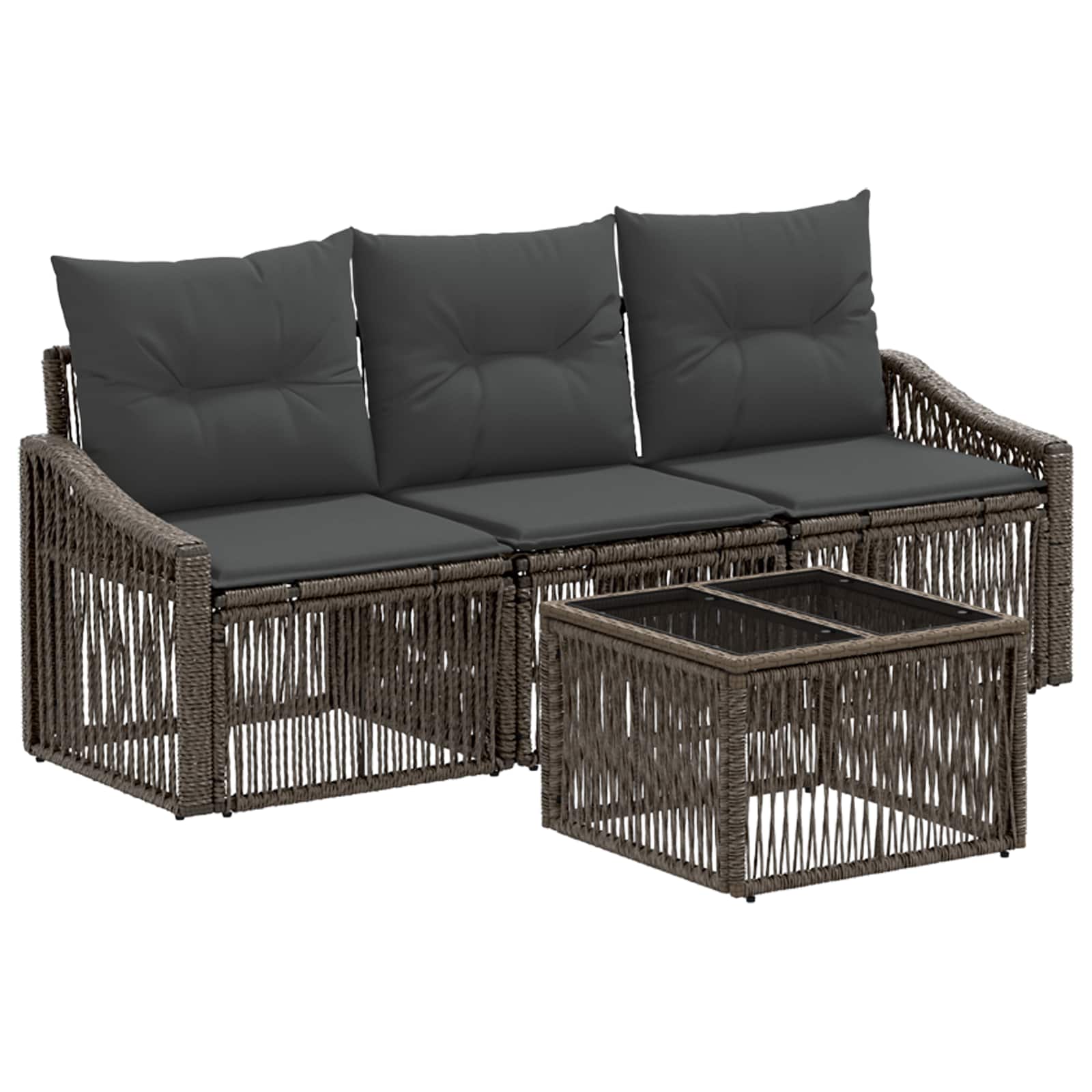 Set Divano da Giardino 4 pcs Grigio polyrattan | homemem39