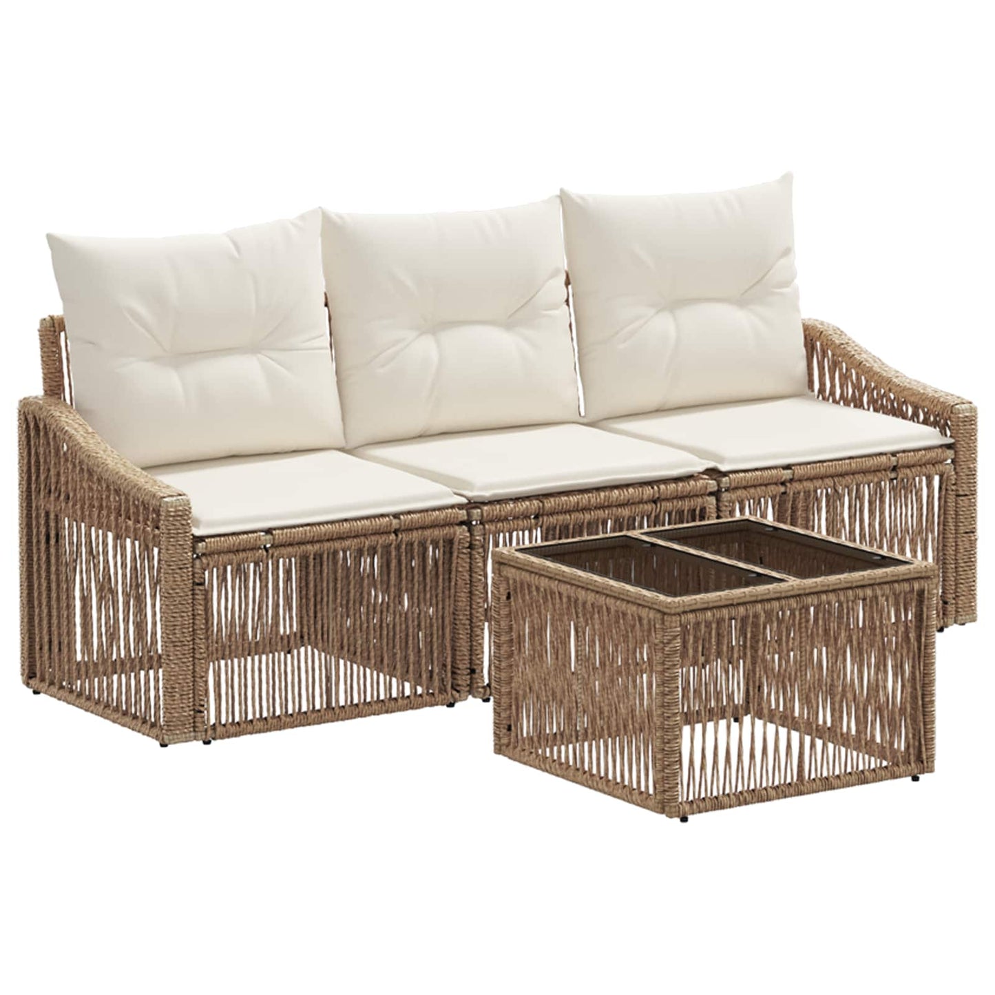 Set Divano da Giardino 4 pcs Beige polyrattan | homemem39