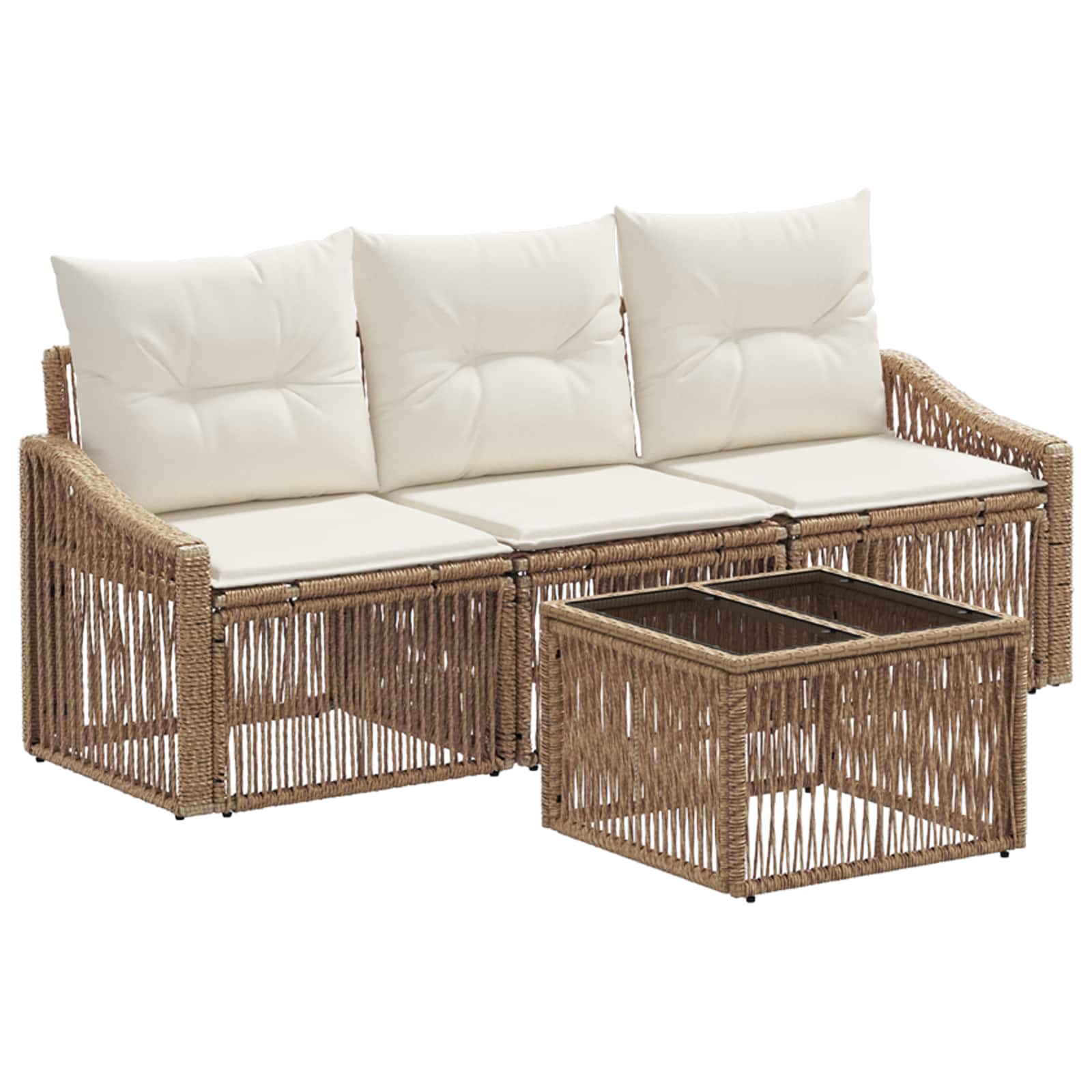 Set Divano da Giardino 4 pcs Beige polyrattan | homemem39