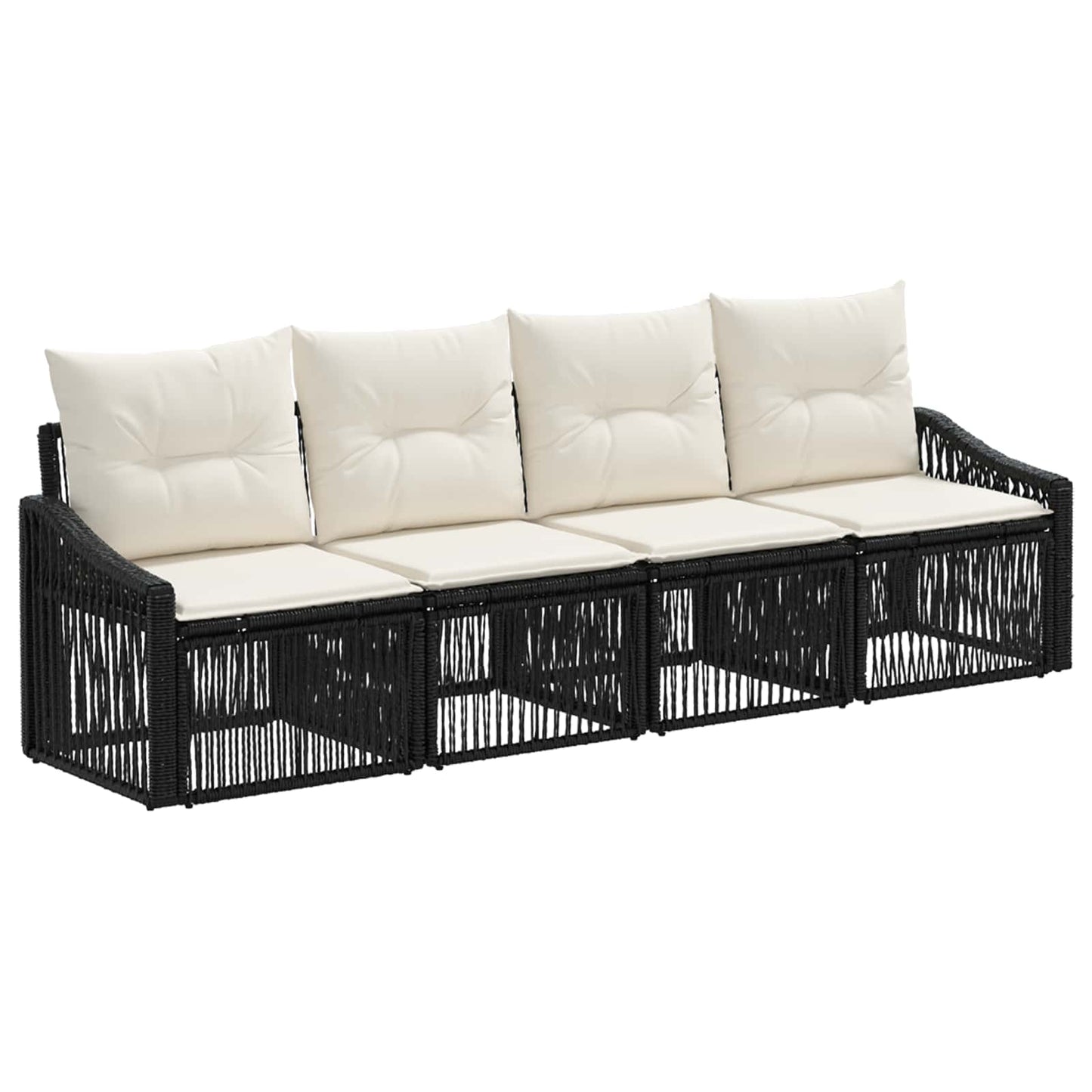 Set Divano da Giardino 4 pcs Nero polyrattan | homemem39