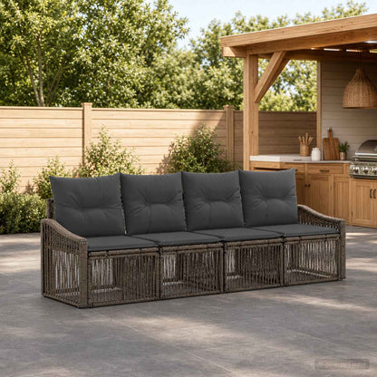 Set Divano da Giardino 4 pcs Grigio polyrattan | homemem39