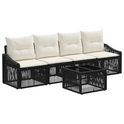 Set Divano da Giardino 5 pcs Nero polyrattan | homemem39