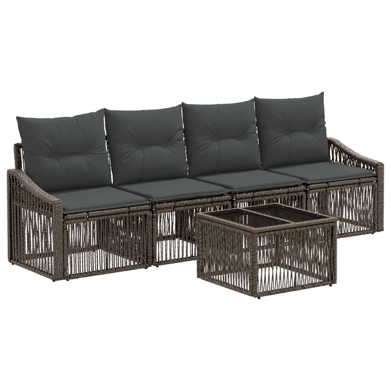 Set Divano da Giardino 5 pcs Grigio polyrattan | homemem39