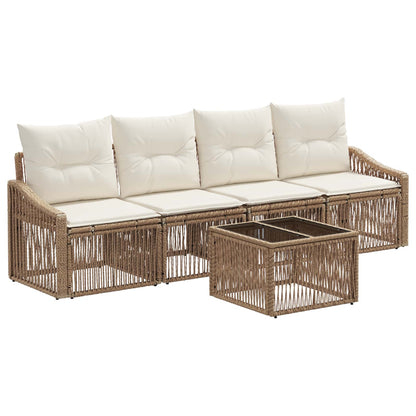 Set Divano da Giardino 5 pcs Beige polyrattan | homemem39