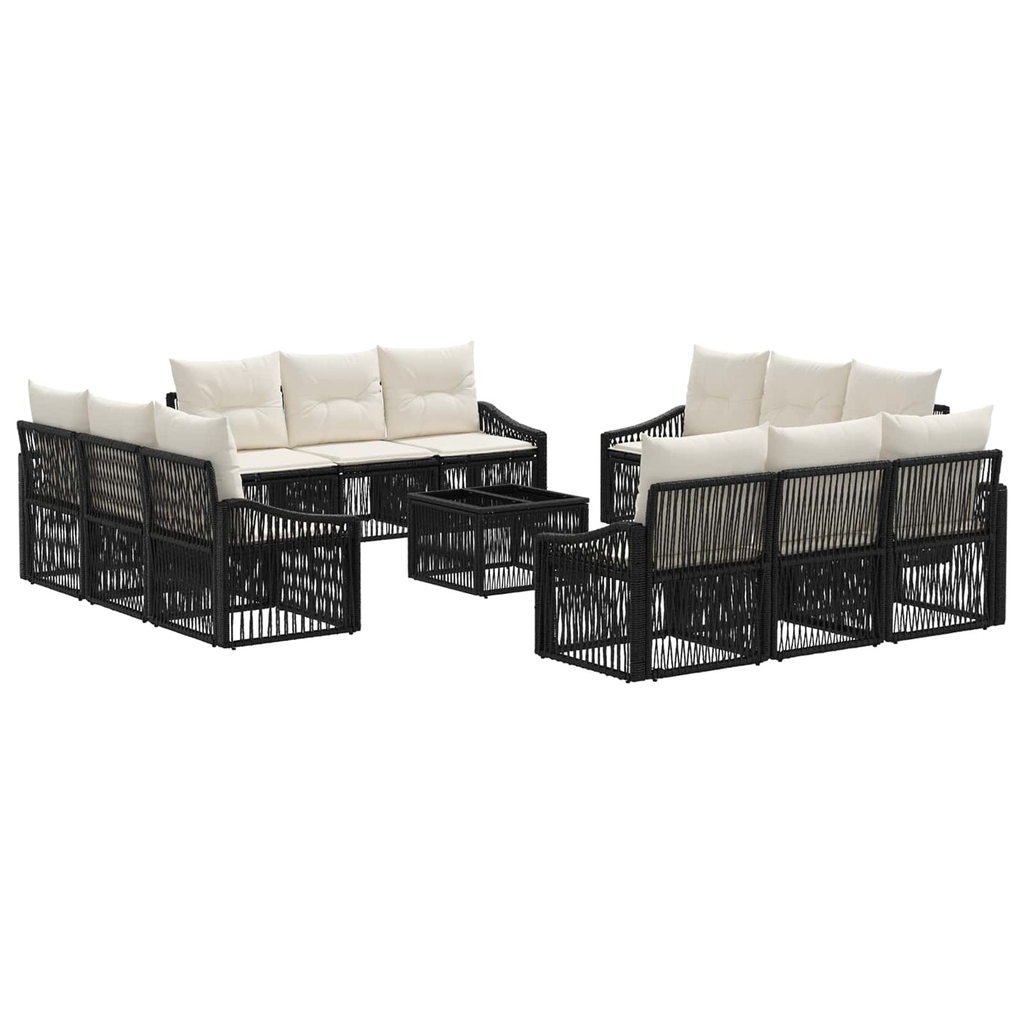 Set Divano da Giardino 13 pcs Nero polyrattan | homemem39