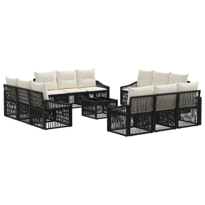 Set Divano da Giardino 13 pcs Nero polyrattan | homemem39