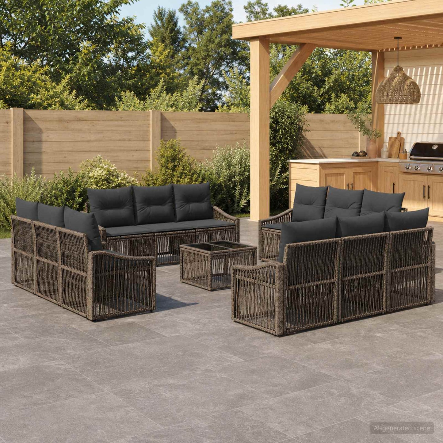 Set Divano da Giardino 13 pcs Grigio polyrattan | homemem39