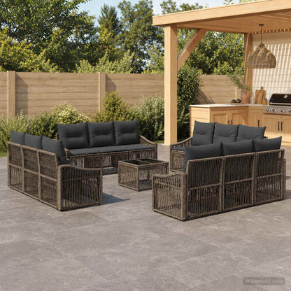 Set Divano da Giardino 13 pcs Grigio polyrattan | homemem39