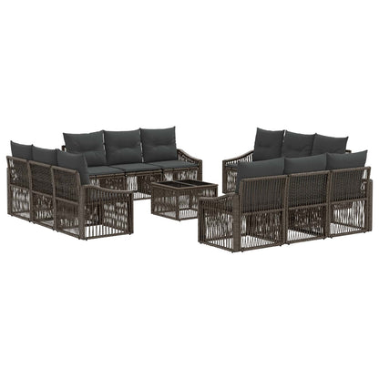 Set Divano da Giardino 13 pcs Grigio polyrattan | homemem39