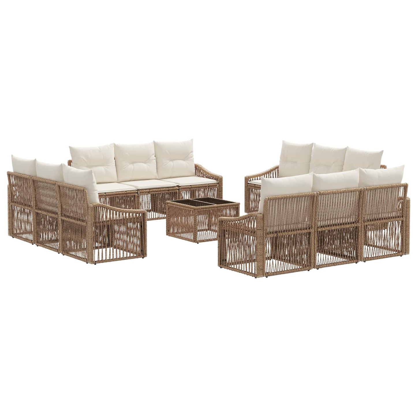 Set Divano da Giardino 13 pcs Beige polyrattan | homemem39