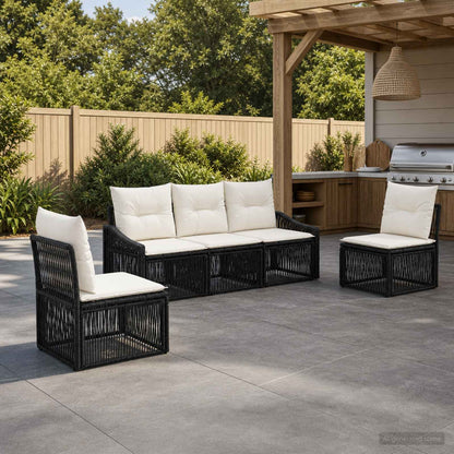 Set Divano da Giardino 5 pcs Nero polyrattan | homemem39
