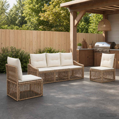 Set Divano da Giardino 5 pcs Beige polyrattan | homemem39