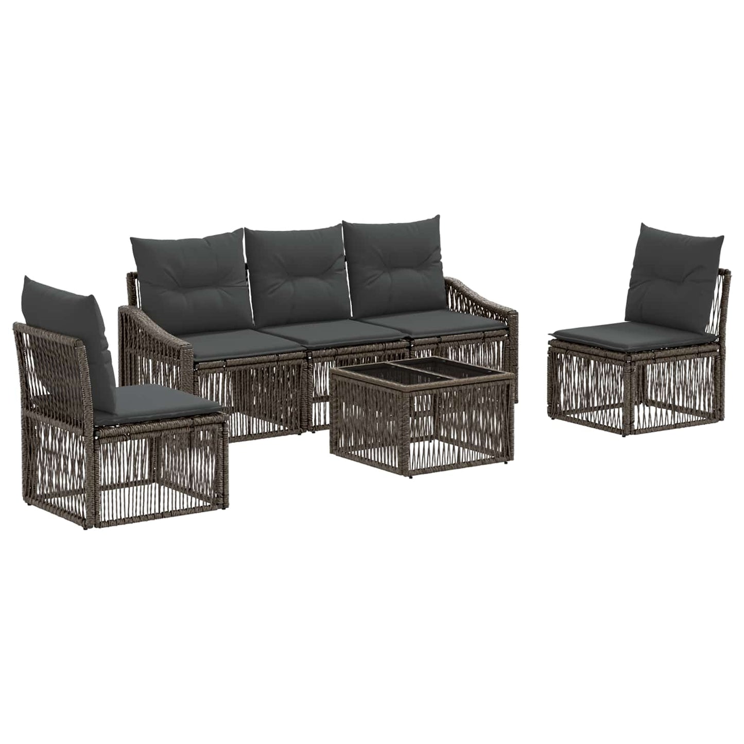 Set Divano da Giardino 6 pcs Grigio polyrattan | homemem39