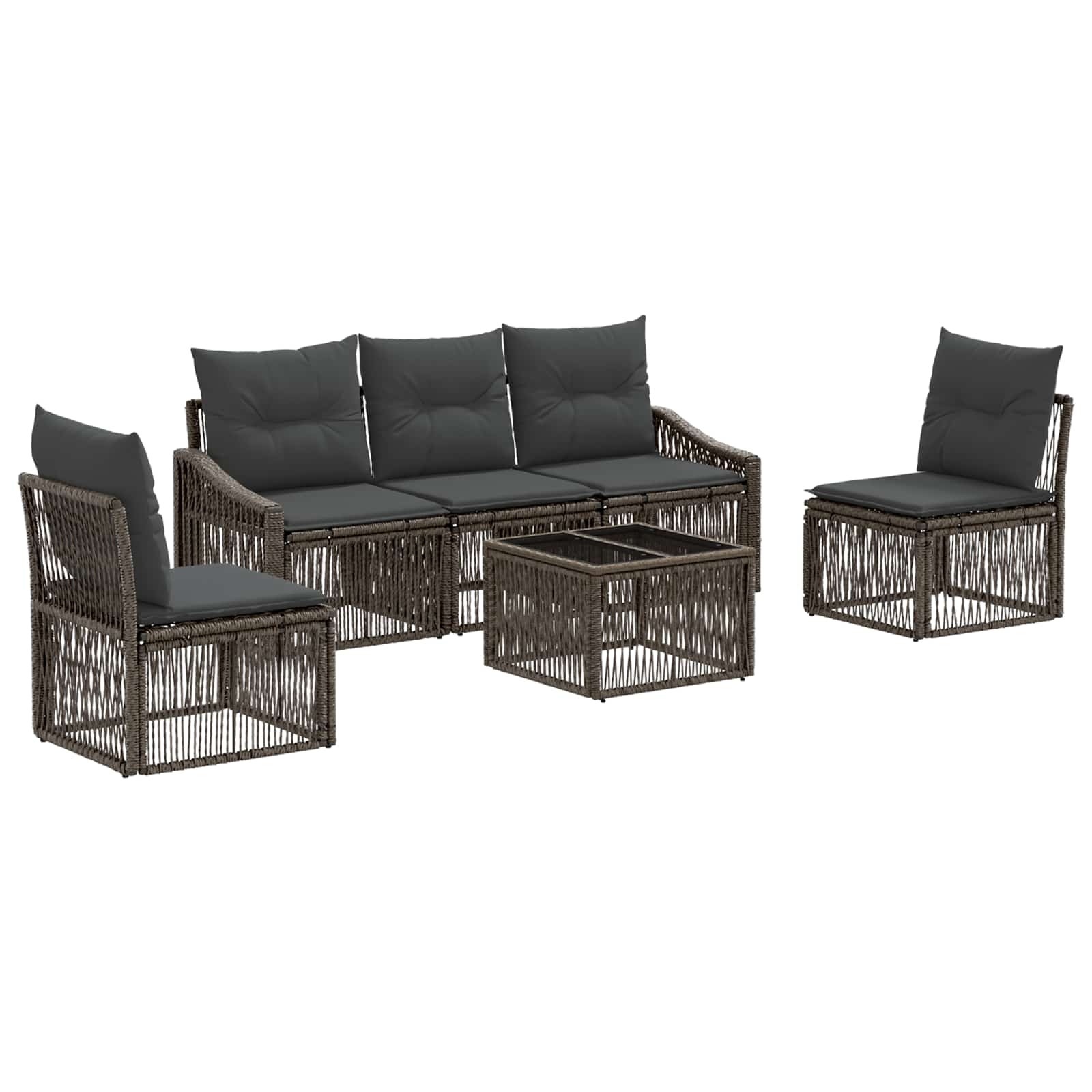 Set Divano da Giardino 6 pcs Grigio polyrattan | homemem39