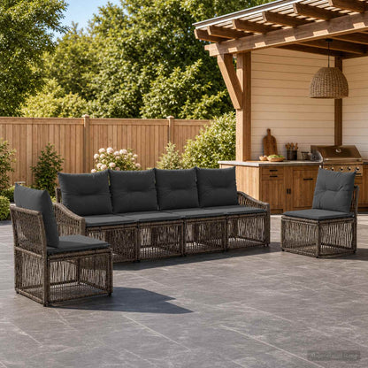 Set Divano da Giardino 6 pcs Grigio polyrattan | homemem39